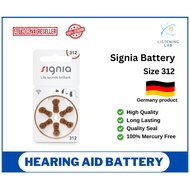 Signia Size 312 Hearing Aids Battery Zinc - Air x 6 cells 1.45V Bateri Alat Pendengaran