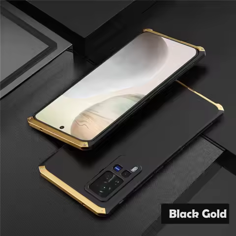 Shockproof Aluminum Frame Case, Matte PC Full Cover, Anti-Fall Funda for Vivo X60 X70 X80 Pro, Metal