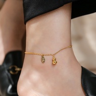 Women's titanium chain anklet with 2 styles mixed with lucky gourd stainless AK06