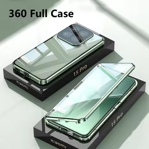 360 Metal Magnetic Case For Xiaomi Mi 14 15 Pro Double Sided Glass Cover For Xiaomi 15T Xiaomi Mi 14