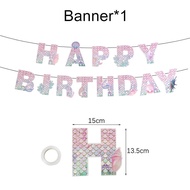 Mermaid Dekorasi Pesta Ulang Tahun Anak Perempuan Peralatan Makan Birthday Party Plate Paper Cup Ban