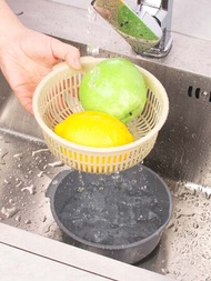 2 piezas de lavabo doble de plástico, cesta de drenaje, lavabo de cocina para lavar frutas, color aleatorio