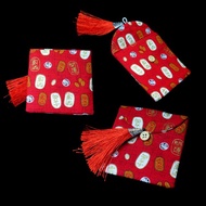 Handmade Blessing Ang Bao Pouch Sq Invites 🈵️ Wealth Prosperity Luck Tens of thousands Countless charm - CNY Red Packet