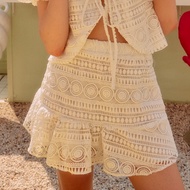 M จัดส่ง 30 SEP lookbooklookbook strawberry skirt circle white lace กระโปรง สีขาว