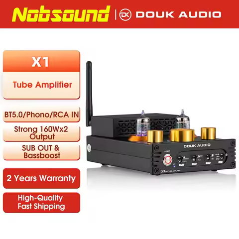 Nobsound HiFi GE5654 Vacuum Tube Amplifier Stereo Bluetooth 5.0 Receiver Amp MM Phono Power Amp for 