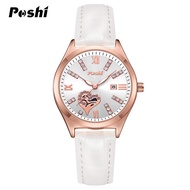POSHI Brand Calendar Women Watch Fashion Leather Diamond Quartz Watches Ladies