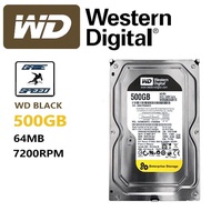 HDD WD Black 500GB ฮาร์ดไดรฟ์ภายใน 3.5 นิ้ว 7200RPM SATA3 HDD 6 กิกะไบต์/วินาที 64MB