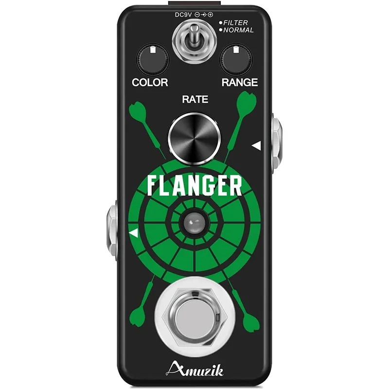 Amuzik กีตาร์ไฟฟ้า Flanger Analog Classic Bass Pedal เสียงที่ยอดเยี่ยมหน้าแปลน Ture Bybass 2 โหมด Ef