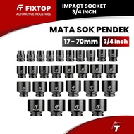 MATA FIXTOP Short Socket Wrench 3/ 4 Inch 17 mm - 70 mm CR-MO Steel Impact Socket Wrench Unit