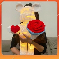 Lego bearbrick 36cm White Bear Hugging Flowers + Heart, Intellectual Toy (Product With Box As Shown)