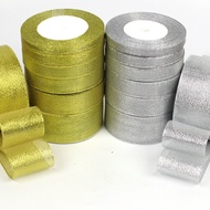 [KT 1/2/4 cm - 22m] Glitter Ribbon Roll, Extremely Luxurious Gold and Silver Glitter Ribbon