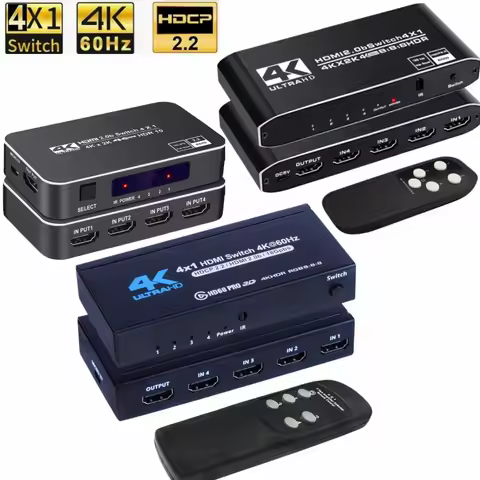 4 in 1 Out 4K HDR HDMI 2.0 Switcher 4X1 4 ports 4K 60Hz HDMI Switch HDCP 2.2 HDR10 with IR Remote Co