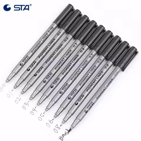 1PCS STA Micron Liner Pen Waterproof Pigment Ink Fineliner Pen 005 01 02 03 04 05 06 08 Drawing for 