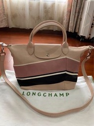LongChamp羊皮包，附背帶，粉色