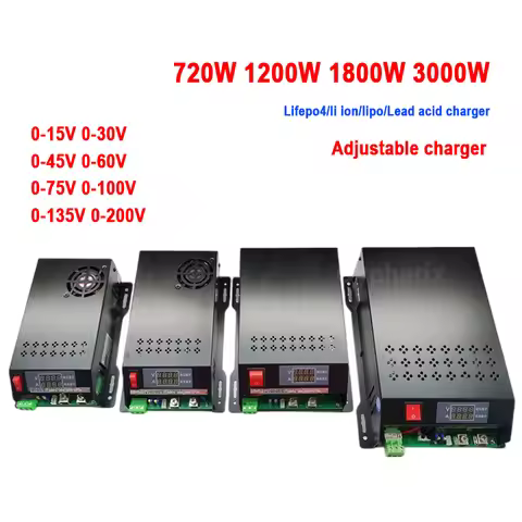 1200W Adjustable Charger 3000W 1800W 0-120V 90V 126V 30A 100.8V 58.4V 20A 48V 72V 60V 12V 24V 50A 58