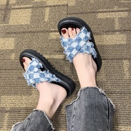 Sandal Đế Xuồng Cao Su denim 3-5Cm