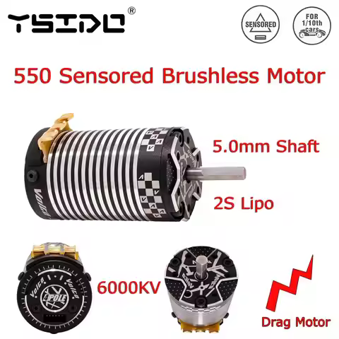 RC Car Motor 550 6000KV Sensored Brushless Motor 2S Lipo 5.0mm Shaft for 1/10 RC Car TRUGGY/MT/DRAG 