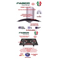 Faber Curve Cooker Hood FABERJET CAPPA 90SS 900mm Designer Cooker Hood (Exhaust / Recirculation option) + Faber Infrared Gas Cooker FC LAVICO KING 8152 Infrared Tempered Glass Cooker Table Top Gas Stove (Infrared Burner) + Gas Regulator