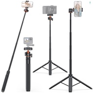 VRIG TP-16 140cm/55in Selfie Stick Tripod Stand with Flexible Ball Head Phone Holder 1/4 Inch Screw 