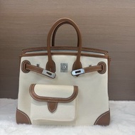 Hermès Birkin 25 Cargo 金棕x香草 帆布 G Stamp