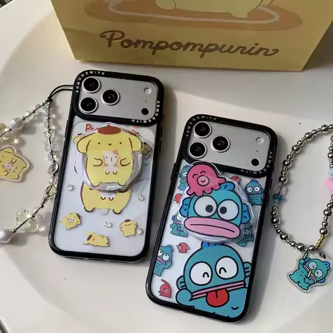 Quirky Duo With Pompompurin&Hangyodon Magnetic Phone Grip For Samsung/IPhone/Magnetic Mobile Phone C