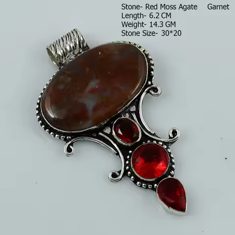 Genuine Moonstone Amazonite Malachite Labradorite Jasper Black Onyx Pendant