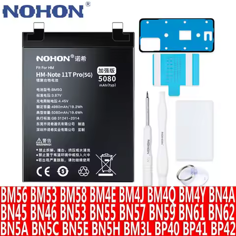 NOHON Battery BN57 BN53 BM4Y BM4J BM3L BM4E BM4F BN4A BN55 for Xiaomi Redmi Note 11 10 Pro 9 9S 8 7 