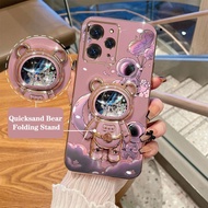 Casing Samsung Galaxy S10 Plus S20 Plus S20 Ultra S20 FE S9 Plus S8 Plus Luxury Electroplating Phone Case With Quicksand Astronaut Pattern Soft Cover With Stand Holder