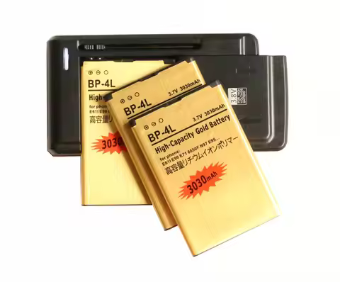 Ciszean 3x 3030mAh BP-4L Gold Replacement Battery + Universal Charger For Nokia E61i E90 6650/F/T E6