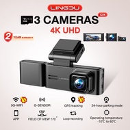 LINGDU C34 4K Dash Camera 5G-WIFI+APP+GPS front, middle and rear camers Screen 3.18,Loop Record