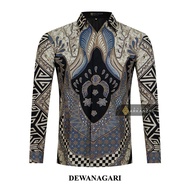 KEMEJA Original Batik Shirt With DEWANAGARI Motif, Men's Batik Shirt For Men, Slimfit, Full Layer, Long Sleeve