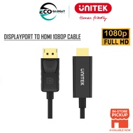 UNITEK Display Port to HDMI Male Cable Converter 1920x1200 resolution pass-through simultaneously
