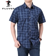 Raya Shirt Men PLOVER kemeja lelaki Plus Size baju petak lengan pendek 100% kapas