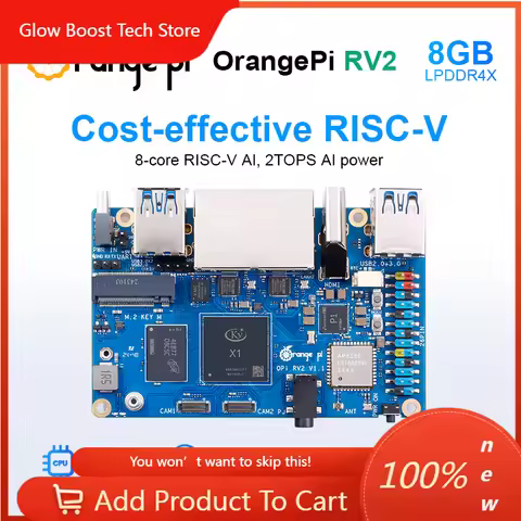 NYOrange Pi RV2 8GB RAM Single Board Computer DDR4 8-Core RISC-V 2TOPS AI CPU WiFi BT5.0 BLE M2 PCIE
