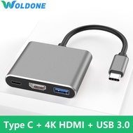 Woldone ประเภท C อะแดปเตอร์ USB-C 4K สาย HDMI PD ได้เร็วขึ้นชาร์จ USB USB 3.0สำหรับเอซุสเอเซอร์ HP Macbook Pro 13 15 16นิ้วเรตินา Air 2020