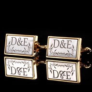 Custom Engraved Mens Accessory Gold Cufflinks Suit Shirt Cuff links Buttons Jewelry Man Personalized