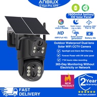 ANBIUX 4MP 2K Dual Lens CCTV Camera WIFI Solar Panel PIR Human Detection Camera
