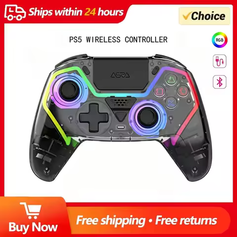 HG-04D Transparent Wireless Controller for PS5/PC/iOS/Android/Steam with BT 5.3,Macro Button,Touchpa