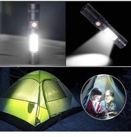 CREE-T6 LED磁石尾部 USB充電 伸縮變焦便攜手電筒/側燈