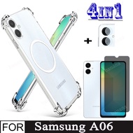 4In1 Samsung Galaxy A06 Case Magnetic Sticker Shockproof Phone Case for Samsung A05 A06 A05s Tempere