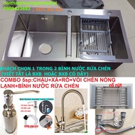 CHẬU ĐÚC INOX 304 Combo Chậu Rửa Chén Bát INOX SUS 304 N5 8245 NA.GRAND và Xả Chậu và Rổ và Vòi Chén