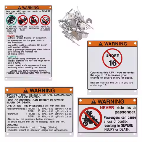 AB59-Car Accessories Auto Parts Warning Decals Stickers Labels Aluminum Backed For