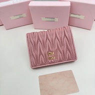 Fashion 【蝦皮特選】 Original Box New Women's Version Girls' Folding Pleated Short Sheepskin Wallet YRKW C