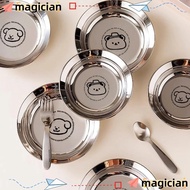 MAGICIAN Mini Plates, 14/16CM 304 Stainless Steel Round Plates, Cartoon Shockproof Reusable Tablewar