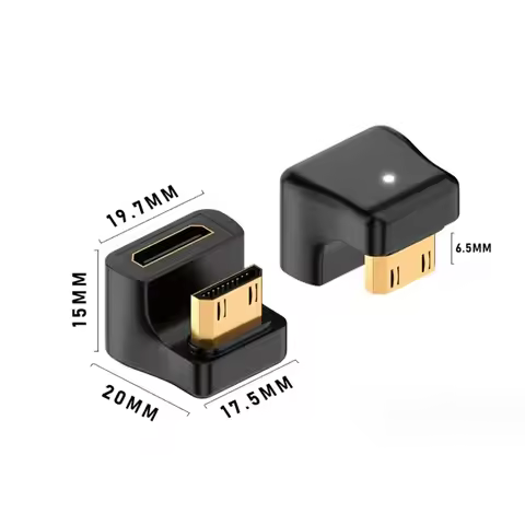 360 Degree Angled U-shaped L Converter Mini HDMI Male to HDMI-compatible 2.1V Female Extension 4K 5K