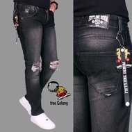 COD FIFTEEN DENIM-Celana jeans black jazz pria - Celana jeans model sobek lutut skiny premium - Cela