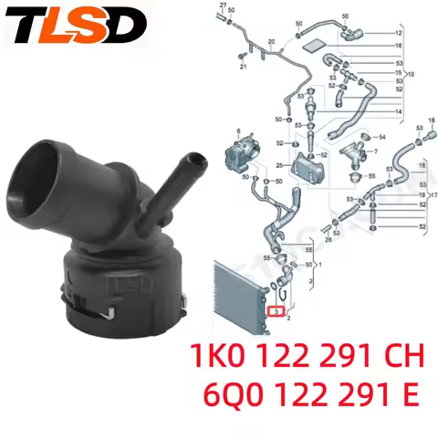 Engine Upper Radiator Coolant Connector 6Q0122291E.1K0122291Ch. Suitable for Leon.Altea.Tt.A3.Yeti.R