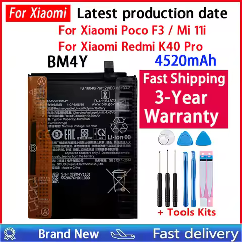 4520mAh Battery BM4Y For Xiaomi Poco F3 Redmi K40 Pro K40Pro Mi 11i Phone Battery Bateria Fast Shipp