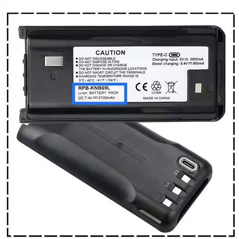 KNB-69L 2700mAh Type-C USB Li-ion Battery for Kenwood TK-2200 TK-2207 TK-3207 TK-2312 TK-3202 NX-340