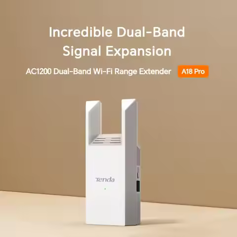 Tenda A18 Por WiFi5 Extender Booster Range 2.4Ghz/ 5GHz Dual Band Wi-Fi Signal with Gigabit Ethernet